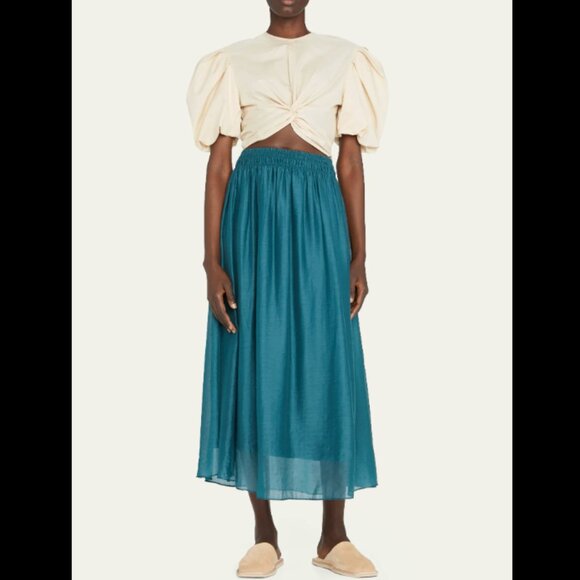 Vince smock waist gathered skirt (large, dark blue waltz) - has flaws - Picture 16 of 16